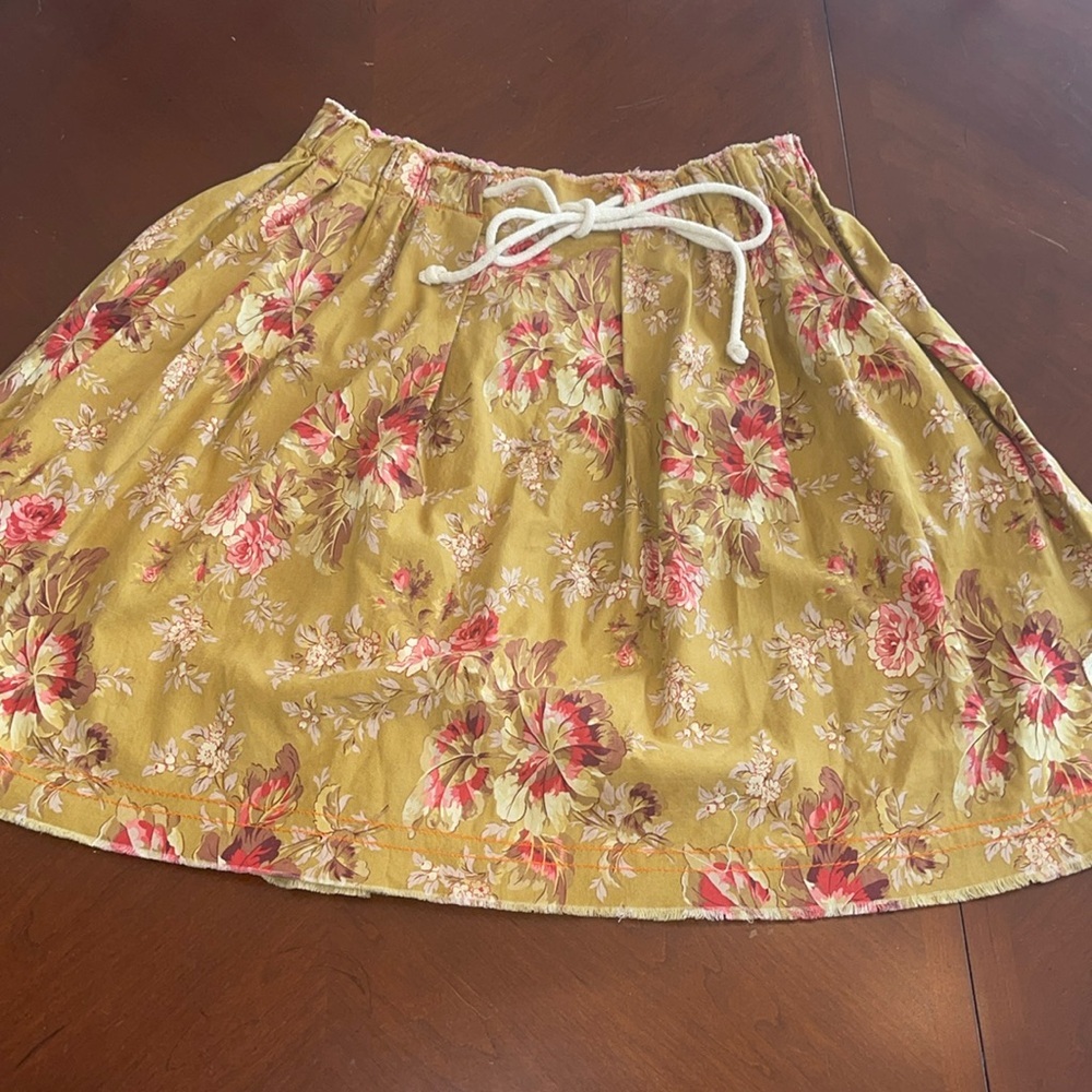 Floral Mustard Drawstring Circle Skirt
